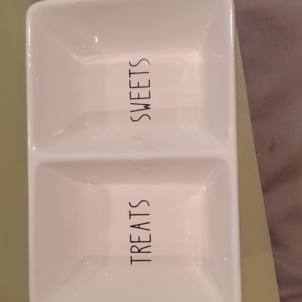 Treats and sweets ceramic double square bowl